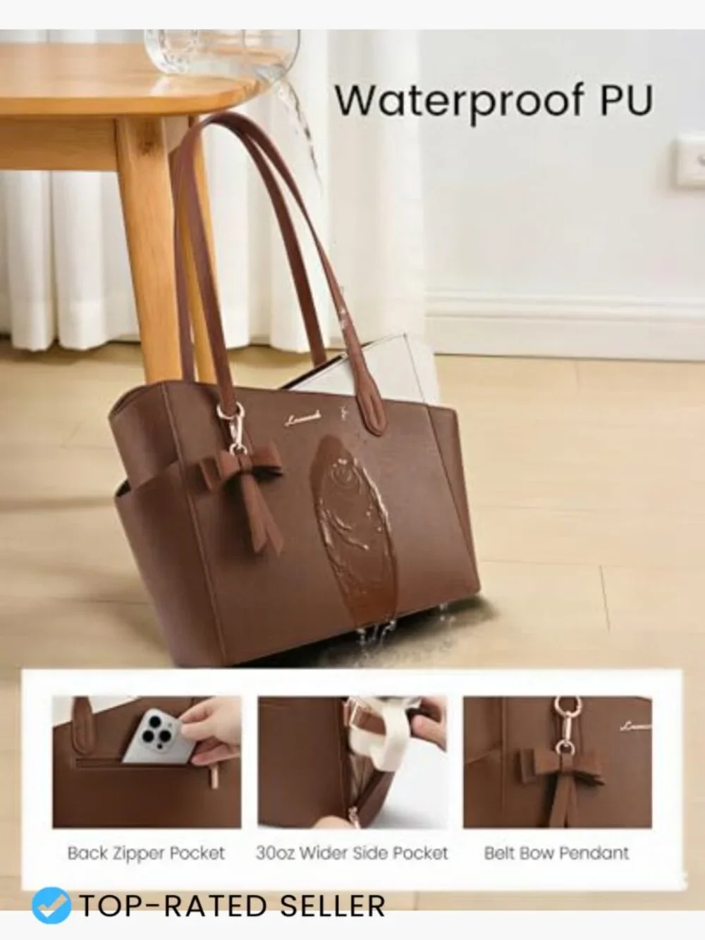 Structured Small Tote Purse for Women Satchel Shoulder Bag with Detachable
